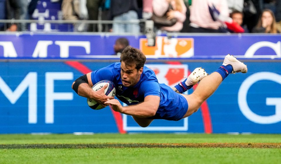 Damian PENAUD of France score a try during the Summer Nations Series match between France and Australia at Stade de France on August 27, 2023 in Paris, France. (Photo by Hugo Pfeiffer/Icon Sport)