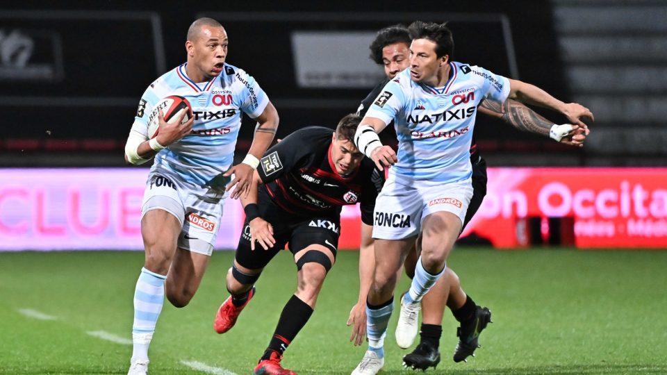 Gael FICKOU of Racing 92 and Francois TRINH-DUC of Racing 92 during the Top 14 match between Toulouse and Racing 92 on April 24, 2021 in Toulouse, France. (Photo by Alexandre Dimou/Icon Sport) - Gael FICKOU - Francois TRINH-DUC - Stade Ernest-Wallon - Toulouse (France)