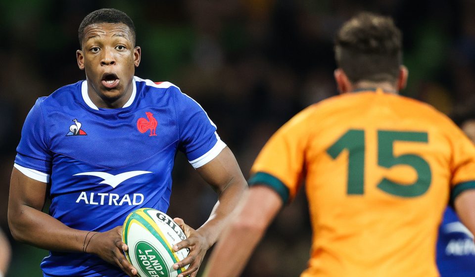 12th July 2021; AAMI Park, Melbourne, Victoria, Australia; International test rugby, Australia versus France; Cameron Woki of France runs with the ball