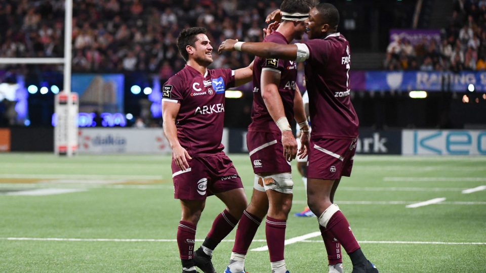 Cameron WOKI of Bordeaux celebrates during the Top 14 match between Racing 92 and Bordeaux Begles at Paris La Defense Arena on November 30, 2019 in Nanterre, France. (Photo by Anthony Dibon/Icon Sport) - Cameron WOKI - Paris La Defense Arena - Paris (France)