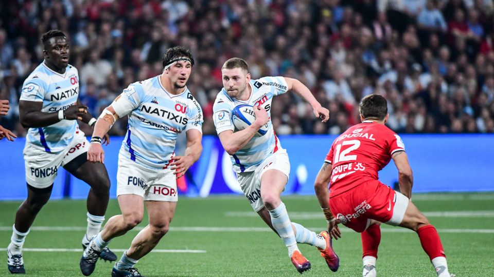 Camille Chat and Finn Russell of Racing during the European Champions Cup match between Racing 92 and Stade Toulousain at U Arena on March 31, 2019 in Nanterre, France. (Photo by Anthony Dibon/Icon Sport)