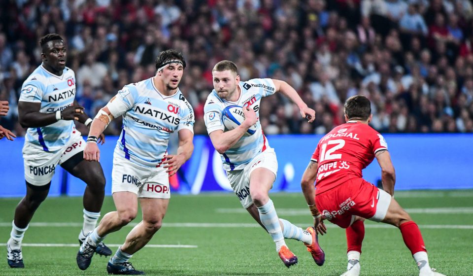 Camille Chat and Finn Russell of Racing during the European Champions Cup match between Racing 92 and Stade Toulousain at U Arena on March 31, 2019 in Nanterre, France. (Photo by Anthony Dibon/Icon Sport)