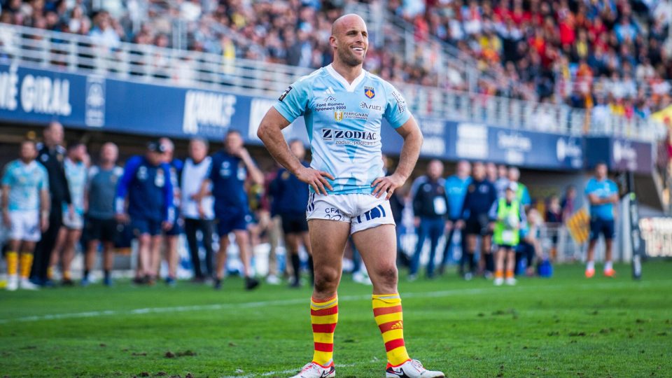 Mathieu ACEBES of USAP during the Top 14 match between Union Sportive Arlequins Perpignanais and Racing 92 at Stade Aime Giral on February 3, 2024 in Perpignan, France. (Photo by Baptiste Lhuilier/Icon Sport)