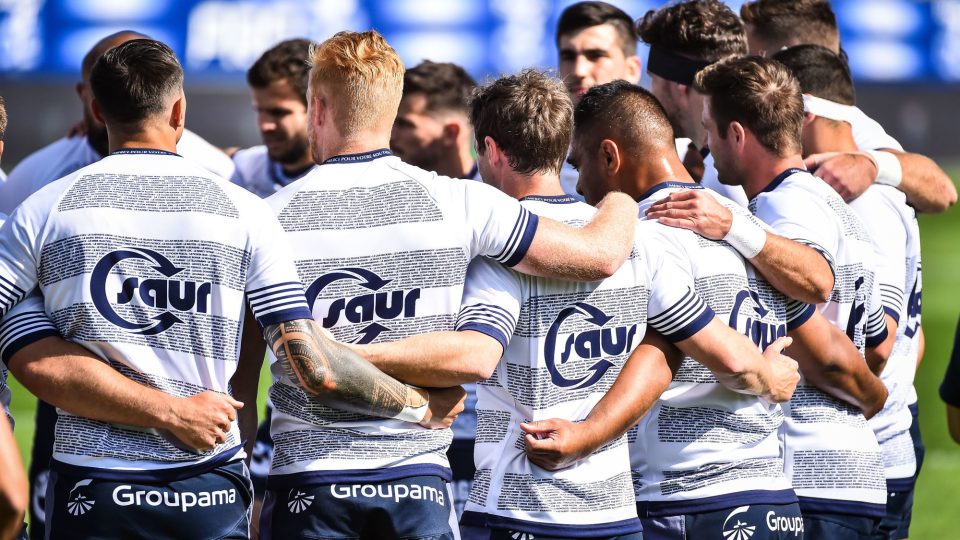 Team of Vannes during the play-off match Pro D2 between Vannes and Biarritz at Stade de la Rabine on May 30, 2021 in Vannes, France. (Photo by Matthieu Mirville/Icon Sport) - --- - Stade de la Rabine - Vannes (France)