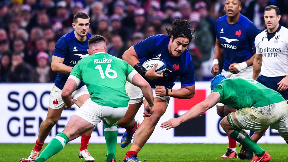Posolo TUILAGI of France during the Six Nations Rugby Tournament match between France and Ireland at Orange Velodrome on February 2, 2024 in Marseille, France. (Photo by Philippe Lecoeur/FEP/Icon Sport)
