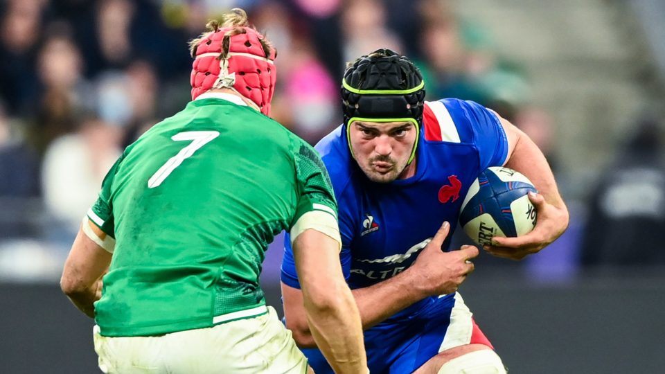 Josh VAN DER FLIER of Ireland and Gregory ALLDRITT of France during the Guinness Six Nations match between France and Ireland at Stade de France on February 12, 2022 in Paris, France. (Photo by Sandra Ruhaut/Icon Sport)