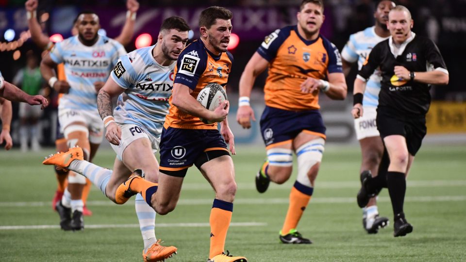 Anthony BOUTHIER of Montpellier runs in a try during the Top 14 match between Racing 92 and Montpellier at Paris La Defense Arena on December 21, 2019 in Nanterre, France. (Photo by Dave Winter/Icon Sport) - Anthony BOUTHIER - Paris La Defense Arena - Paris (France)