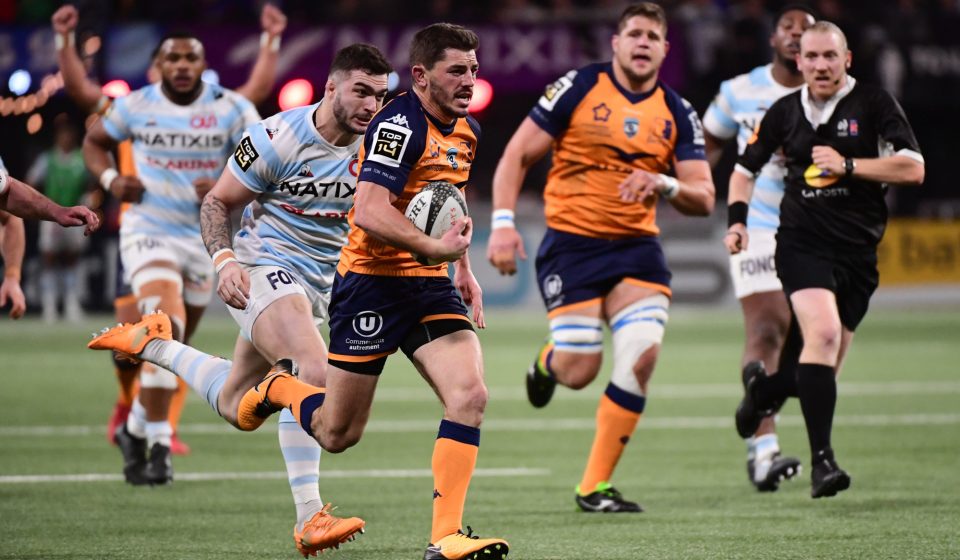 Anthony BOUTHIER of Montpellier runs in a try during the Top 14 match between Racing 92 and Montpellier at Paris La Defense Arena on December 21, 2019 in Nanterre, France. (Photo by Dave Winter/Icon Sport) - Anthony BOUTHIER - Paris La Defense Arena - Paris (France)