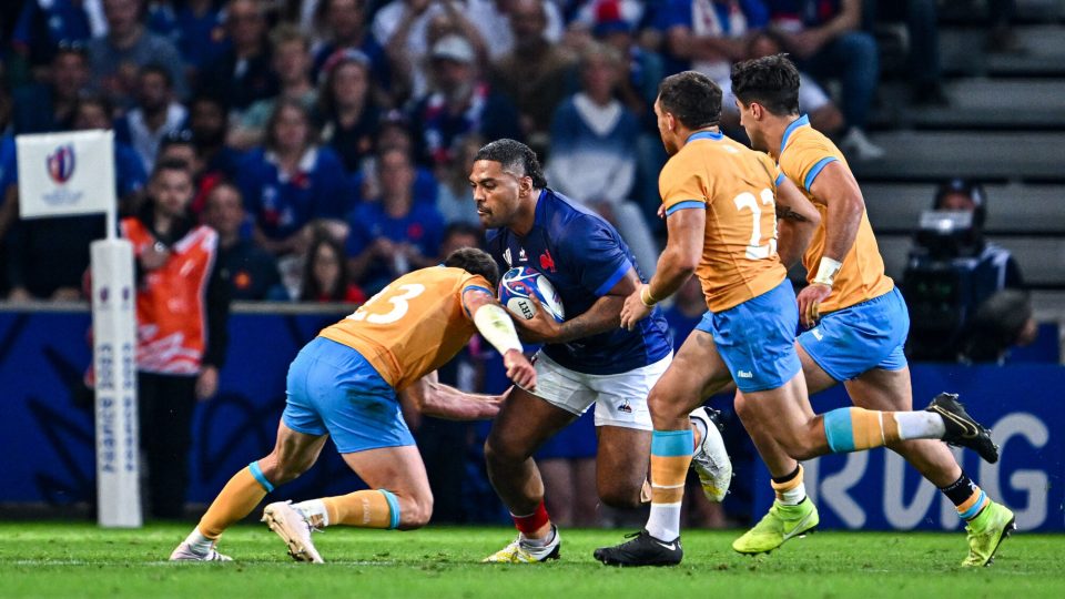 Peato MAUVAKA of France during the Rugby World Cup 2023 - Match 9 - Pool A  match between France and Uruguay at Stade Pierre Mauroy on September 14, 2023 in Lille, France. (Photo by Baptiste Fernandez/Icon Sport)