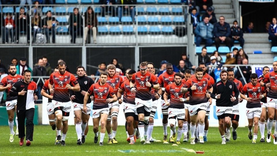 Players of Toulouse warm up ahead of the match during the French Top 14 rugby union match between Castres v Stade Toulousain Toulouse at Stade Amedee Domenech on April 2, 2016 in Castres, France. (Photo by Manuel Blondeau / Icon Sport)