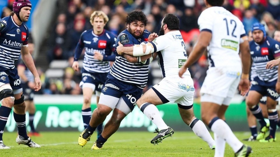 Sebastien Taofifenua of Bordeaux during the Champions Cup match between Union Begles Bordeaux UBB and Clermont Auvergne on January 15, 2017 in Begles, France. (Photo by Manuel Blondeau/Icon Sport)