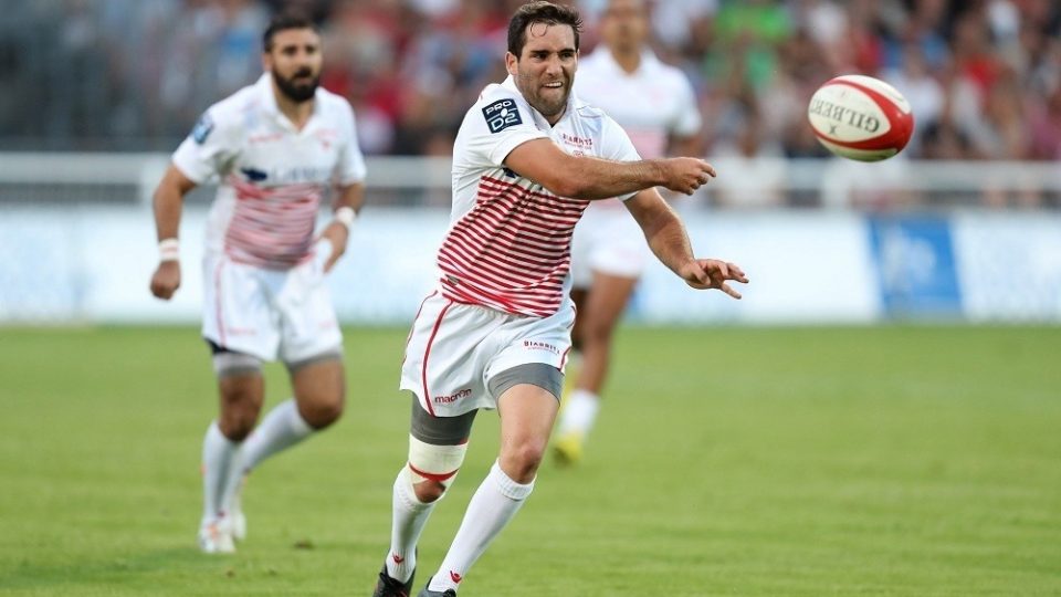 Maxime Lucu of Biarritz  during the French Pro D2 match between Biarritz and Narbonne on 26th August 2016