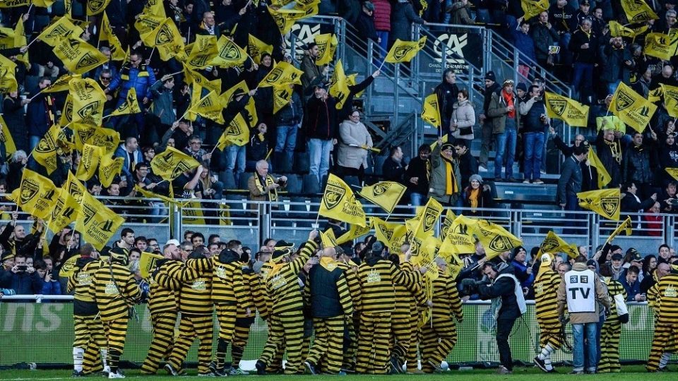 Supporters of La Rochelle during the French Top 14 rugby union match between La Rochelle v Toulon at Stade Marcel Deflandre on March 6, 2016 in La Rochelle, France.