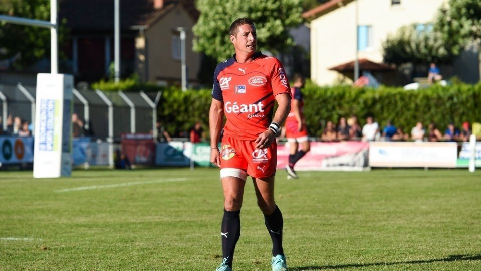 Maxime Petitjean of Aurillac during the friendly match between Aurillac and Oyonnax for the Challenge Vaquerin at Saint Affrique, France. On August 11, 2016.