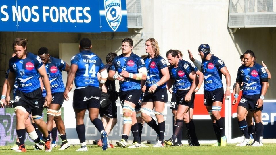 Montpellier celebrate his try during the French Top 14 rugby union match between Montpellier v ordeaux-Begles at on May 21, 2016 in Montpellier, France. (Photo by Alexandre Dimou/Icon Sport)