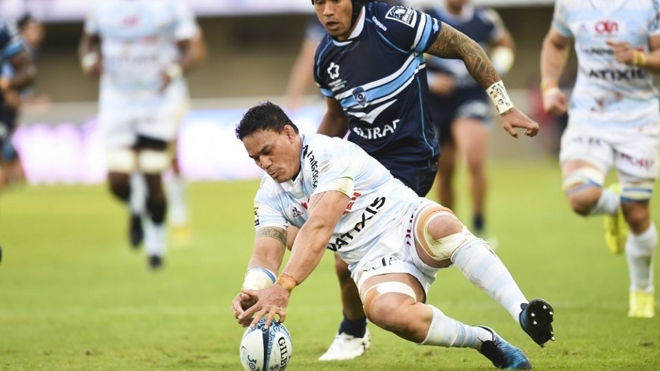 Chris Masoe of Racing and Joe Tomane of Montpellier during the Top 14 Match between Montpellier and Racing 92 on April 22, 2017 in Montpellier, France. (Photo by Alexandre Dimou/Icon Sport)