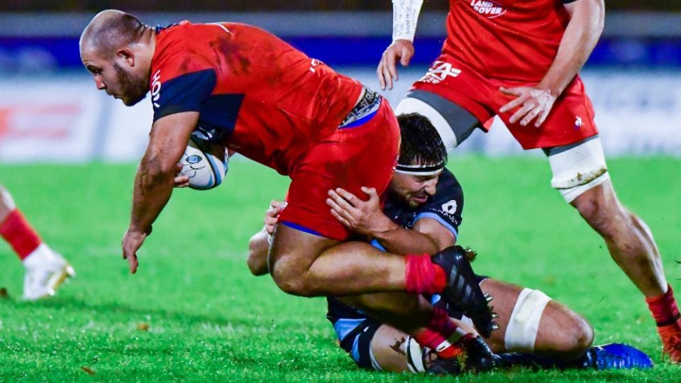 Youssef Amrouni of Aurillac and Clement Ancely of Massy during the Pro D2 match between Massy and Aurillac on November 24, 2017 in Massy, France. (Photo by Aude Alcover/Icon Sport )