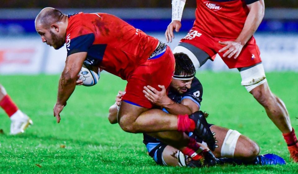 Youssef Amrouni of Aurillac and Clement Ancely of Massy during the Pro D2 match between Massy and Aurillac on November 24, 2017 in Massy, France. (Photo by Aude Alcover/Icon Sport )