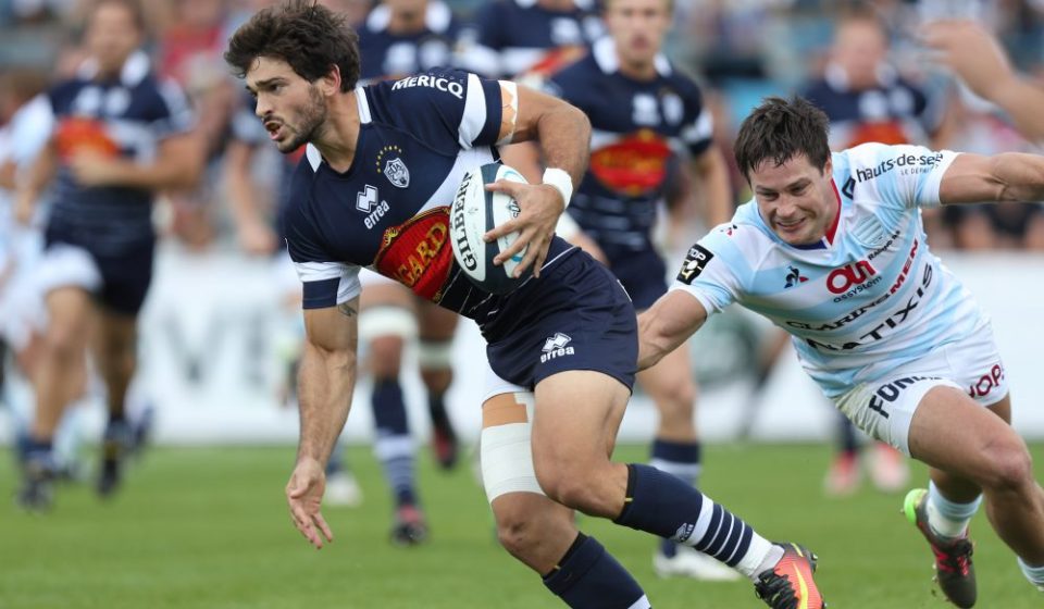 Julien Heriteau of Agen and Henry Chavancy of Racing 92 during the Top 14 match between Agen v Racing 92 on September 2, 2017 in Agen, France. (Photo by Manuel Blondeau/Icon Sport)