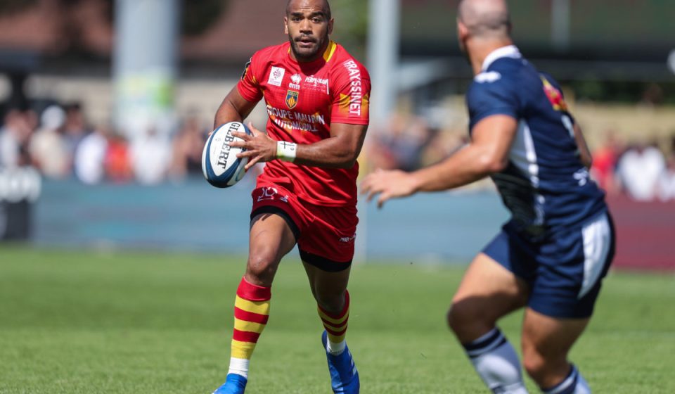 Afusipa Taumoepeau of Perpignan during the Top 14 match between SU Agen and USAP Perpignan on September 2, 2018 in Agen, France. (Photo by Manuel Blondeau/Icon Sport)