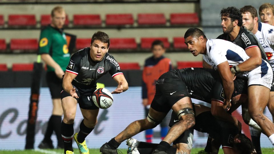 Antoine Dupont of Toulouse  during the Top 14 match between Toulouse and Agen at Stade Ernest Wallon on October 6, 2018 in Toulouse, France. (Photo by Manuel Blondeau/Icon Sport)