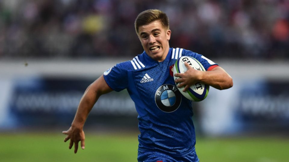 Louis Carbonel of France scores one Try during the U20 World Championship match between South Africa and France on June 7, 2018 in Narbonne, France. (Photo by Alexandre Dimou/Icon Sport)