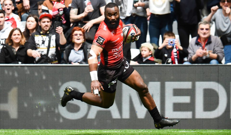 Semi Radradra of Toulon scores a try during the French Top 14 match between Toulon and Montpellier at Stade Velodrome on April 14, 2018 in Marseille, France. (Photo by Alexandre Dimou/Icon Sport)
