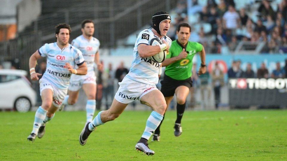 Johannes Goosen of Racing 92 makes a break during the rugby Top 14 match between Racing 92 and Montpellier at Stade Olympique Yves-du-Manoir on June 5, 2016 in Paris, France. (Photo by Dave Winter/Icon Sport)