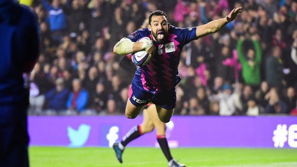 Try for Geoffrey Doumayrou of Stade Francais Paris during the European Challenge Cup Final match between Stade Francais Paris and Gloucester at Murrayfield Stadium on May 12, 2017 in Edinburgh, Scotland. (Photo by Dave Winter/Icon Sport)